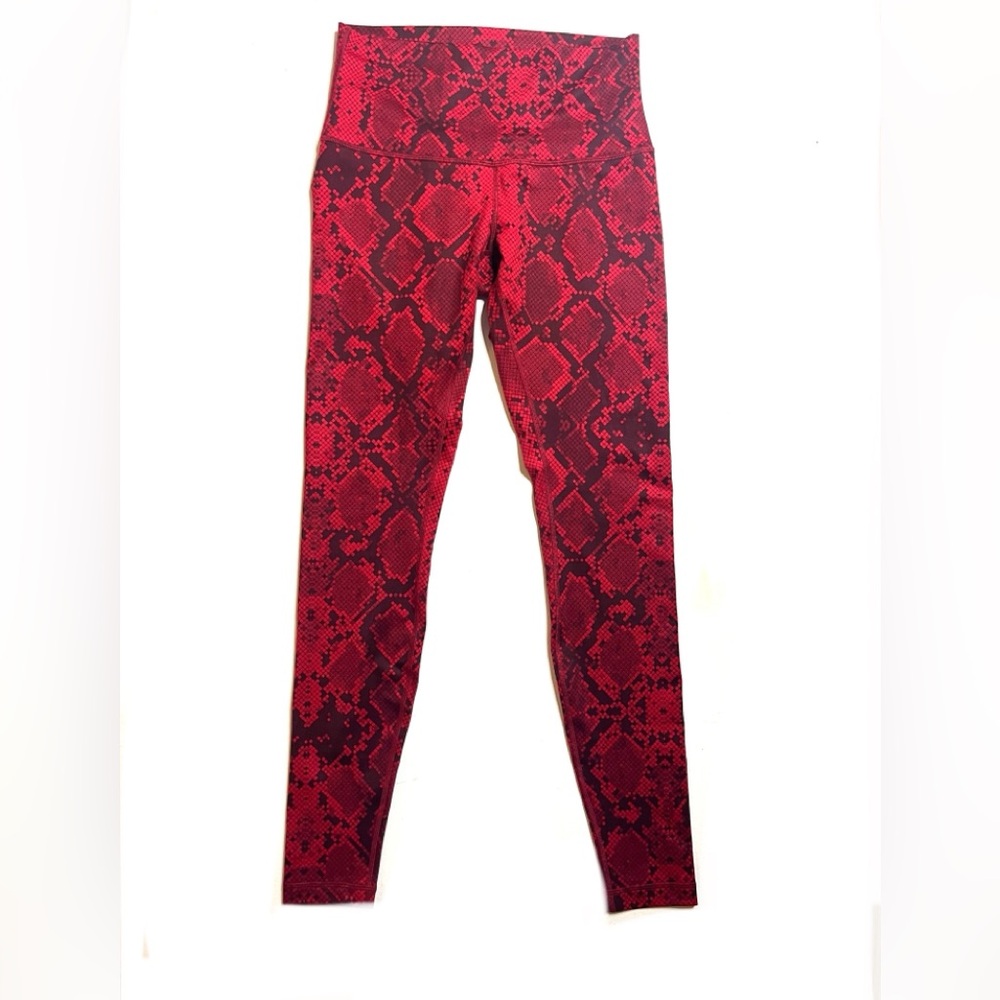 Lululemon Athletica Red Snake Print High Rise Leggings Size 10 EUC
